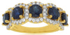3.35CT DIAMOND & AAA SAPPHIRE 14K YELLOW GOLD 3D ROUND 5 STONE ANNIVERSARY RING