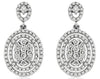 1.0CT DIAMOND 14KT WHITE GOLD ROUND CLUSTER DOUBLE HALO CLASSIC HANGING EARRINGS