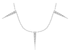 .15CT DIAMOND 14KT WHITE GOLD ROUND GRADUATING TRIANGULAR BY THE YARD NECKLACE