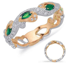 .47CT DIAMOND & AAA EMERALD 14K WHITE & ROSE GOLD 3D ROUND & MARQUISE SHAPE RING