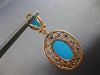 EXTRA LARGE 3.60CT DIAMOND & AAA SAPPHIRE & TURQUOISE 14KT ROSE GOLD 3D EARRINGS