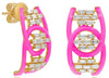 .63CT DIAMOND & PINK ENAMEL 14KT ROSE GOLD 3D CRISS CROSS LOVE KNOT FUN EARRINGS