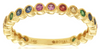.50CT AAA RAINBOW SAPPHIRE 14KT YELLOW GOLD SHARED PRONG ETERNITY BEZEL FUN RING