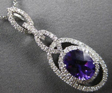 1.37CT DIAMOND & AAA AMETHYST 14K WHITE GOLD OVAL & ROUND DOUBLE HALO NECKLACE
