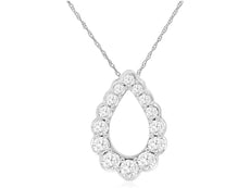 .48CT DIAMOND 14KT WHITE GOLD ROUND OPEN TEAR DROP GRADUATING FLOATING PENDANT