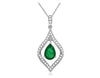 .85CT DIAMOND & AAA EMERALD 14KT WHITE GOLD ROUND & PEAR SHAPE FLOATING PENDANT