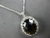 LARGE 2.32CT DIAMOND & AAA SMOKY TOPAZ 14KT WHITE GOLD FLOWER FLOATING PENDANT