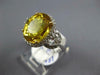 ESTATE LARGE 7.1CT DIAMOND & AAA YELLOW SAPPHIRE 18KT WHITE GOLD ENGAGEMENT RING