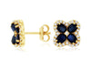 2.15CT DIAMOND & AAA SAPPHIRE 14KT YELLOW GOLD OVAL 4 LEAF CLOVER STUD EARRINGS