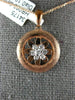 ESTATE .19CT DIAMOND 18KT ROSE GOLD CIRCLE OF LIFE MATTE & SHINY FLOWER PENDANT