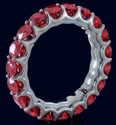 3.60CT AAA RUBY 14KT WHITE GOLD 3D CLASSIC SHARED PRONG ETERNITY FUN LOVE RING
