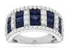 WIDE 4CT DIAMOND & AAA SAPPHIRE 14KT WHITE GOLD EMERALD CUT 3D ANNIVERSARY RING