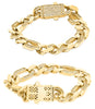 ESTATE LARGE 1.88CT DIAMOND 14KT YELLOW GOLD CLASSIC COMPACT CUBAN MENS BRACELET