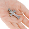LARGE .91CT BLACK DIAMOND 18K YELLOW GOLD & 925 SILVER HANDCRAFTED CROSS PENDANT