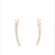 ESTATE 1.26CT DIAMOND 18KT YELLOW GOLD ROUND GRADUATING JOURNEY HANGING EARRINGS