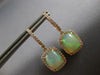 LARGE 5.7CT DIAMOND & AAA AUSTRALIAN OPAL 14K ROSE GOLD CUSHION HANGING EARRINGS