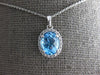 1.67CT DIAMOND & AAA BLUE TOPAZ 14KT WHITE GOLD 3D OVAL & ROUND FLOATING PENDANT