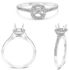 .26CT DIAMOND 14KT WHITE GOLD 3D ROUND CLASSIC SQUARE SEMI MOUNT ENGAGEMENT RING
