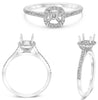 .26CT DIAMOND 14KT WHITE GOLD 3D ROUND CLASSIC SQUARE SEMI MOUNT ENGAGEMENT RING