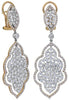 LARGE 6.46CT DIAMOND 18K WHITE & ROSE GOLD 3D CLUSTER FLORAL CHANDELIER EARRINGS