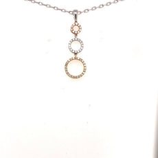 .29CT DIAMOND 18K TRI COLOR GOLD 3D CLASSIC TRIPLE JOURNEY LOVE FLOATING PENDANT