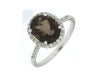 2.61CT DIAMOND & AAA SMOKY TOPAZ 14KT WHITE GOLD OVAL & ROUND CLASSIC HALO RING