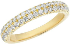 .48CT DIAMOND 14KT YELLOW GOLD 3D 2 ROW FILIGREE SEMI ETERNITY ANNIVERSARY RING