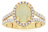 ESTATE 1.82CT DIAMOND & AAA OPAL 14KT YELLOW GOLD OVAL & ROUND FLOWER LOVE RING