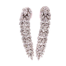 LARGE 4.10CT DIAMOND 18KT WHITE GOLD MULTI LEAF FUN CHANDELIER HANGING EARRINGS