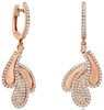 1.26CT DIAMOND 18K ROSE GOLD 3D MULTI LEAF TEAR DROP HUGGIE FUN HANGING EARRINGS