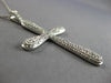 ESTATE EXTRA LARGE .65CT DIAMOND 14KT WHITE GOLD PAVE CROSS FLOATING PENDANT