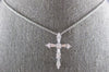.33CT DIAMOND 18KT WHITE GOLD 3D CLASSIC ROUND & BAGUETTE CROSS FLOATING PENDANT
