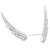 ESTATE .25CT DIAMOND 14KT WHITE GOLD 3D CLASSIC MULTI LEAF EAR CLIMBER EARRINGS