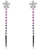 1.37CT WHITE & BLACK DIAMOND & MULTI COLOR SAPPHIRE 14KT ROSE GOLD FUN EARRINGS