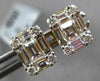 .97CT DIAMOND 18K YELLOW GOLD ROUND & BAGUETTE CLUSTER INVISIBLE SQUARE EARRINGS