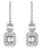 1.38CT DIAMOND 14KT WHITE GOLD 3D ROUND & BAGUETTE SQUARE HALO JOURNEY EARRINGS