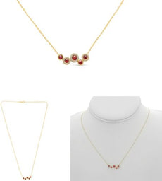 .55CT DIAMOND & AAA RUBY 14KT YELLOW GOLD MULTI FLOWER ZIG ZAG FUN LOVE NECKLACE