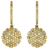 ESTATE .84CT DIAMOND 14KT YELLOW GOLD 3D MULTI FLOWER PAVE FUN HANGING EARRINGS