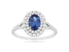 1.34CT DIAMOND & AAA TANZANITE 14K WHITE GOLD OVAL & ROUND DOUBLE HALO LOVE RING