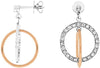 .45CT DIAMOND 14KT WHITE & ROSE GOLD ROUND DOUBLE CIRCULAR CRISS CROSS EARRINGS