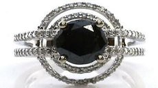 2.19CT DIAMOND & AAA SAPPHIRE 18KT WHITE GOLD 3D OVAL & ROUND ENGAGEMENT RING