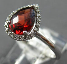 1.22CT DIAMOND & AAA GARNET 14KT WHITE GOLD 3D PEAR SHAPE & ROUND HALO FUN RING