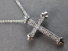 ESTATE .17CT DIAMOND 14KT WHITE GOLD 3D CLASSIC CROSS FLORAL FLOATING PENDANT