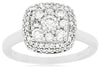 ESTATE .75CT DIAMOND 14KT WHITE GOLD CLASSIC ROUND CLUSTER SQUARE HALO LOVE RING