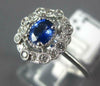ANTIQUE .52CT DIAMOND & AAA SAPPHIRE 18K WHITE GOLD OVAL & ROUND FLOWER FUN RING