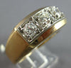 ESTATE .75CT DIAMOND 14KT 2 TONE GOLD THREE STONE MATTE & SHINY MENS RING #27728