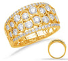 WIDE 1.38CT DIAMOND 14K YELLOW GOLD 3D MULTI ROW HEXAGON ETOILE ANNIVERSARY RING