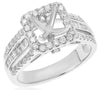 WIDE .80CT DIAMOND 18K WHITE GOLD HALO 4 PRONG SQUARE SEMI MOUNT ENGAGEMENT RING