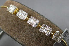 .92CT DIAMOND 18K YELLOW GOLD ROUND & BAGUETTE CLUSTER INVISIBLE TENNIS BRACELET