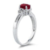 1.63CT DIAMOND & AAA RUBY 14K WHITE GOLD 3D OVAL & ROUND 3 STONE ENGAGEMENT RING